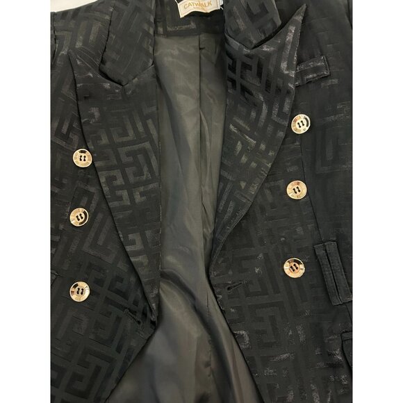 NWT Catwalk Koh-Tun Women's size Medium Black Patterned Double-Breasted Blazer - Picture 8 of 14